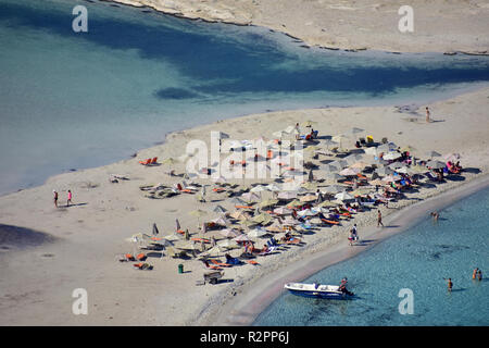 Balos Lagune und Strand Ansicht von Oben auf der Insel Kreta in Griechenland Stockfoto