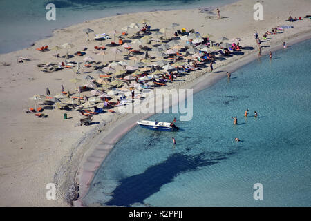 Balos Lagune und Strand Ansicht von Oben auf der Insel Kreta in Griechenland Stockfoto