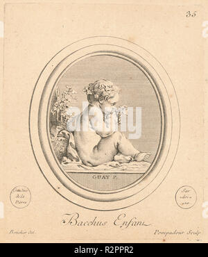 Bacchus enfant. Vom: veröffentlicht 1782. Medium: Radierung und Gravur. Museum: Nationalgalerie, Washington DC. Autor: Jeanne Antoinette Poisson, Marquise de Pompadour nach François Boucher nach Jacques Guay. Stockfoto