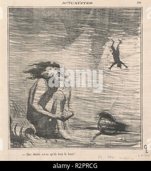 Que diable est-ce qu'ils Font la-Haut!. Vom: 19. Medium: Lithographie. Museum: Nationalgalerie, Washington DC. Thema: Honoré Daumier. Stockfoto