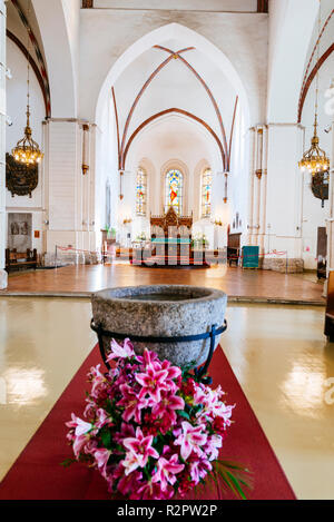 Kirchenschiff von Dom zu Riga. Dom zu Riga ist die Evangelisch-lutherische Kathedrale. Riga, Lettland, Baltikum, Europa. Stockfoto