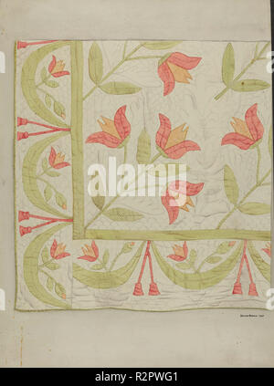 Quilt. Stand: 1937. Maße: gesamt: 35,6 x 26,7 cm (14 x 10 1/2 in.) Original IAD Objekt: 72" breit, 78" lang. Medium: Aquarell und Graphit auf Papier. Museum: Nationalgalerie, Washington DC. Thema: Dayton Braun. Stockfoto