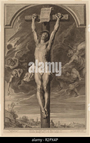 Christus am Kreuz. Stand: 1631. Medium: Gravur. Museum: Nationalgalerie, Washington DC. Autor: Paulus Pontius, nach Sir Peter Paul Rubens. Stockfoto