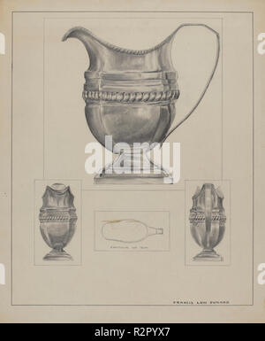 Silber Rahmtopf. Stand: 1935/1942. Abmessungen: insgesamt: 28 x 22,9 cm (11 x 9 in.) Original IAD Objekt: 5 3/4' hoch; 5 9/32" breit. Medium: Graphit und Feder und Tinte auf Papier. Museum: Nationalgalerie, Washington DC. Autor: Francis Law Durand. Stockfoto