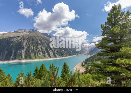 Schlegeis Strausee aus den Pfad zur olperer Hütte, Zillertaler Alpen, Tirol, Schwaz Bezirk, Österreich gesehen Stockfoto