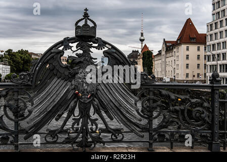 Berlin, Spree, Reise, Graffiti, Stockfoto