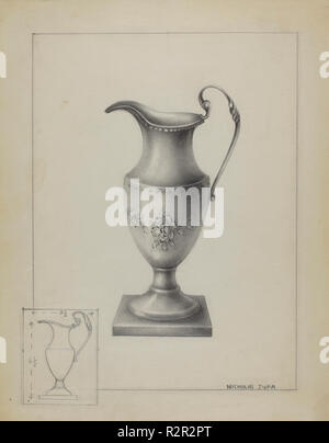 Silber Rahmtopf. Stand: 1936. Maße: gesamt: 29,2 x 22,9 cm (11 1/2 x 9 in.) Original IAD Objekt: 6 1/2' hoch; 3 1/2" breit. Medium: Graphit auf Papier. Museum: Nationalgalerie, Washington DC. Autor: Nicholas Zupa. Stockfoto