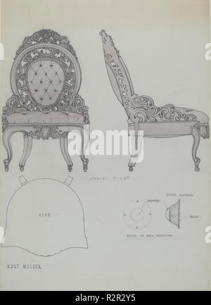 Hoopskirt Stuhl. Stand: 1936. Maße: gesamt: 27,4 x 21,5 cm (10 13/16 x 8 7/16 in.) Original IAD Objekt: 40 1/4' Bauhöhe, 24 7/8" breite, 30 3/4 'Deep. Medium: Aquarell, Gouache, und Graphit auf Papier. Museum: Nationalgalerie, Washington DC. Autor: Kurt Melzer. Stockfoto