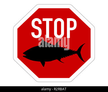 Stop-Schild Thunfisch Stockfoto