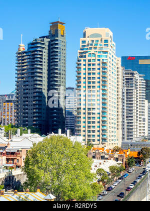 Hohes Wohntürme in Millers Point Sydney, NSW, Australien. Stockfoto