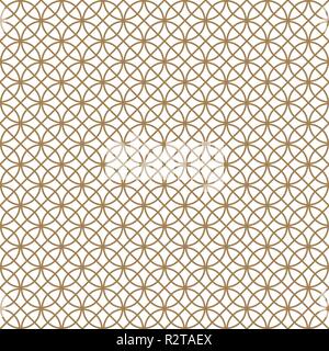 Nahtlose Muster auf Kumiko Ornament. Schwarze und weiße Silhouette kreisförmigen Linien und diagonalen Raster. Geeignet für Laser- und Design. Golden co Stock Vektor