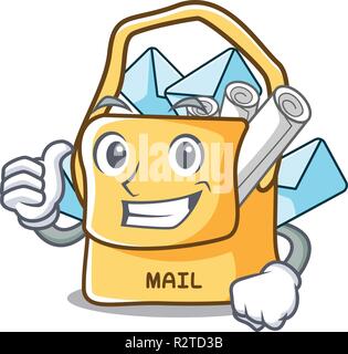 Daumen hoch die Tasche mit Form mail Cartoon Stock Vektor