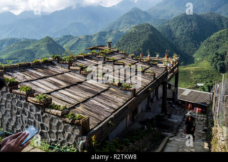 Luftaufnahme von Sapa, Vietnam. Sapa ist ein Muss - Standorte besuchen Sie im Norden von Vietnam mit seiner kühlen Wetter und die schöne Szenen Stockfoto