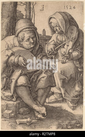 Die Musiker. Stand: 1524. Abmessungen: Blatt (an der Platte mark getrimmt): 11,4 x 7,4 cm (4 1/2 x 2 15/16 in.). Medium: Gravur. Museum: Nationalgalerie, Washington DC. Autor: LUCAS VAN LEYDEN. Stockfoto