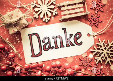 Flach, helle Einrichtung, Kalligraphie Danke, Danke Stockfoto