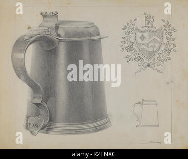 Silber Tankard. Vom: C. 1936. Maße: gesamt: 22,9 x 29 cm (9 x 11 7/16 in.) Original IAD Objekt: 7' hoch. Medium: Graphit auf Papier. Museum: Nationalgalerie, Washington DC. Autor: Joseph Rothenberg. Stockfoto