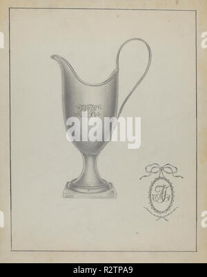 Silber Rahmtopf. Vom: C. 1936. Maße: gesamt: 29,5 x 22,9 cm (11 5/8 x 9 in.) Original IAD Objekt: 7 1/2" hoch. Medium: Graphit auf Papier. Museum: Nationalgalerie, Washington DC. Autor: Giacinto Capelli. Stockfoto