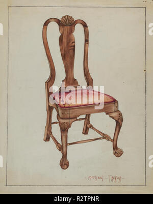 Nussbaum Stuhl. Stand: 1936. Maße: gesamt: 28,4 x 22,8 cm (11 3/16 x 9 in.) Original IAD Objekt: 41', 21', 17 'Deep.. Medium: Aquarell, Buntstift und Graphit auf Papier. Museum: Nationalgalerie, Washington DC. Autor: Michael Trekur. Stockfoto