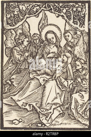 Die Jungfrau Krankenpflege das Christkind mit vier Engeln. Vom: C. 1500. Medium: Holzschnitt. Museum: Nationalgalerie, Washington DC. Thema: Dürer, Albrecht. Stockfoto