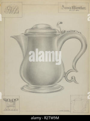 Silber Tankard. Vom: C. 1936. Maße: gesamt: 29,3 x 23 cm (11 9/16 x 9 1/16 in.) Original IAD Objekt: 8' hoch. Medium: Graphit auf Papier. Museum: Nationalgalerie, Washington DC. Autor: Hester Duany. Stockfoto