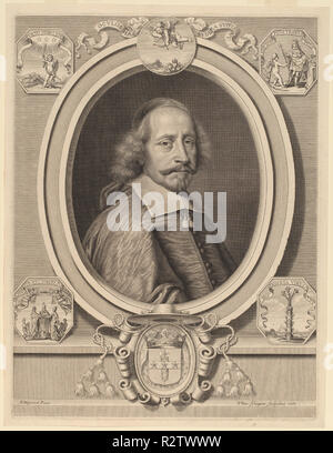 Kardinal Jules Mazarin. Stand: 1661. Medium: Gravur. Museum: Nationalgalerie, Washington DC. Autor: Peter Ludwig van Schuppen nach Pierre Mignard I. Stockfoto