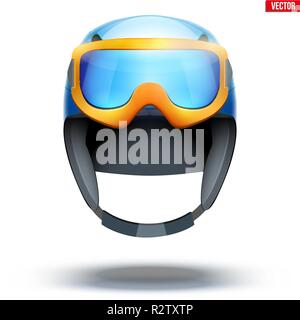 Klassische Ski Snowboard Helm mit Brille. Stock Vektor