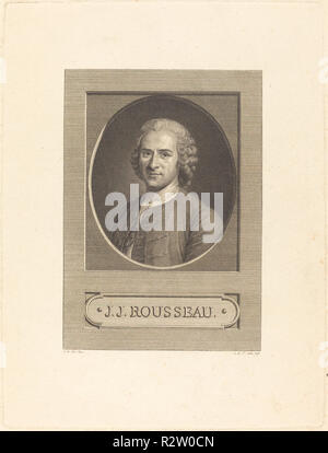 Frontispiz: J.J. Rousseau. Stand: 1777. Medium: Radierung und Gravur. Museum: Nationalgalerie, Washington DC. Autor: Augustin de Saint-Aubin nach Maurice-Quentin de La Tour. Augustin de Saint-Aubin. Nach Maurice Quentin De La Tour. Stockfoto