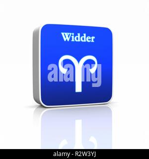 Sternzeichen Symbol - Widder blau weiß 02. Stockfoto