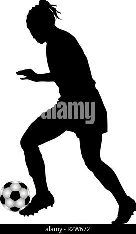 Silhouette des Frauenfußballs Stockfoto