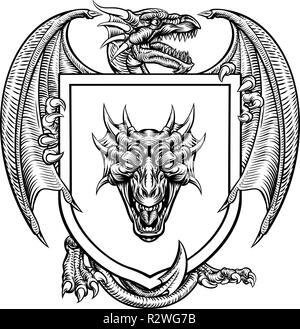Dragon heraldischen Wappen Wappen Wappen Schild Stock Vektor