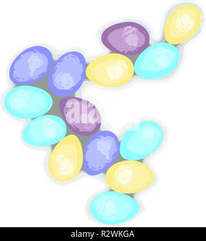 Vektor Ostern Abbildung mit gefärbten Eiern Stock Vektor