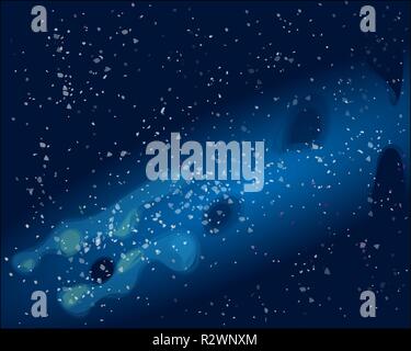 Vector Illustration mit Raum, blauer Himmel und Sterne Stock Vektor