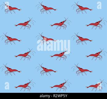 Die nahtlose Vektor Muster mit Garnelen Stock Vektor