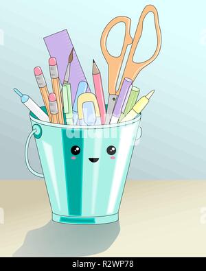 Schreibwaren in Bleistift Halter, Vektor, Abbildung Stock Vektor