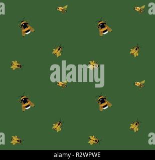 Nahtlose Muster mit Bienen und Hummeln, Vector Illustration Stock Vektor