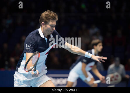 O2, London, Großbritannien, 18. November 2018. Nitto ATP Finals Tag 8 verdoppelt. Credit: Malcolm Park/Alamy. Stockfoto