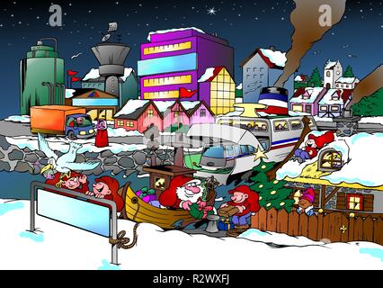 Big City in der Geist der Weihnacht Stockfoto