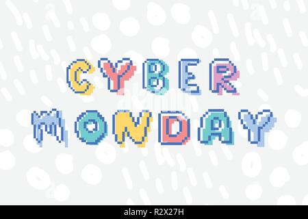 Cyber Monday pixel Art Style promotion Banner Stock Vektor