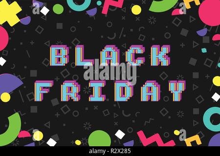 Schwarzer Freitag pixel Art Style promotion Banner Stock Vektor
