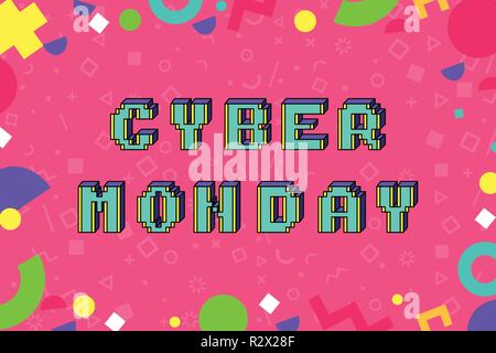 Cyber Monday pixel Art Style promotion Banner Stock Vektor