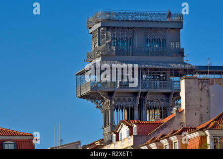 Oben auf dem Santa Justa Aufzug in Lissabon, Portugal Stockfoto