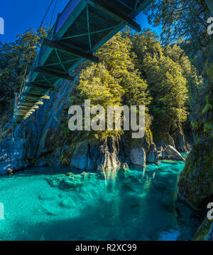 Berühmte turist Anziehung - Blue Pools, Haast Pass, Neuseeland, Südinsel Stockfoto