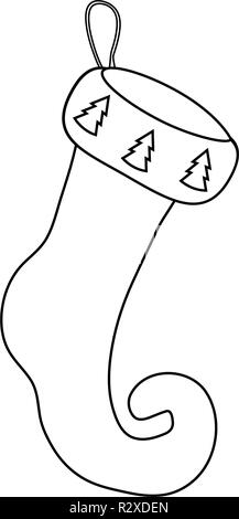 Leer Weihnachten Socke Umrisse Symbol Design. Vektor Weihnachten Abbildung auf weißem Hintergrund. Vector Illustration für Weihnachten, Ihr Stock Vektor