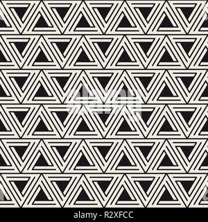 Vektor nahtlose Streifen Muster. Moderne, elegante Textur mit Schwarzweiß-Gitter. Wiederkehrende geometrische Dreiecke Grid. Einfache lattice Design. Stock Vektor