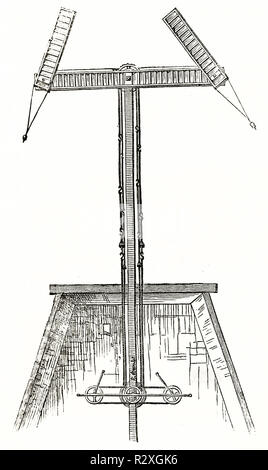 Alte schematische Darstellung optischer Telegraph (Sender). Von unbekannter Autor, Hrsg. auf Magasin Pittoresque, Paris, 1846 Stockfoto