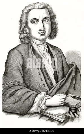 Alte graviert Portrait von Albrecht von Haller (1708-1777), Schweizer Anatom. Von unbekannter Autor, Hrsg. auf Magasin Pittoresque, Paris, 1846 Stockfoto