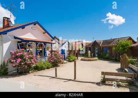 Bucht von Arcachon (Frankreich), das L'Herbe, Dorf der Austernzucht, einem Naturschutzgebiet in der Nähe des Cap Ferret Stockfoto