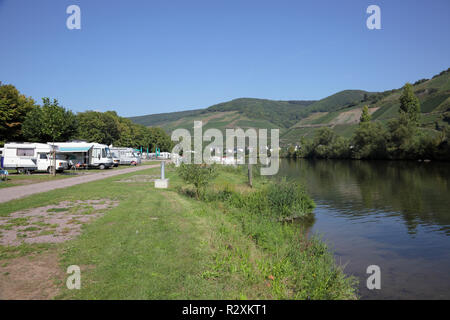 Camping an der Mosel Stockfoto