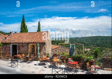 Restaurant in der Altstadt, Ramatuelle, Var, Provence-Alpes-Cote d'Azur, Frankreich, Europa Stockfoto