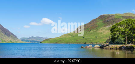 Lake District de Panoramablick Crummock Water Lake District National Park panorama Cumbria England uk gb Europa Stockfoto